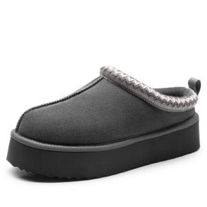 Dream Pairs Gray Tasman Cozy Slippers w Faux Fur Lining